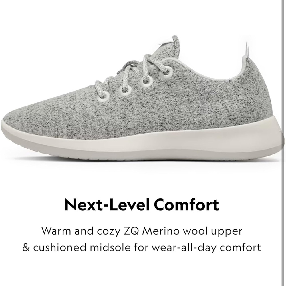 allbirds Women's Wool Runner in Light Gray and White - Picture 2 of 7